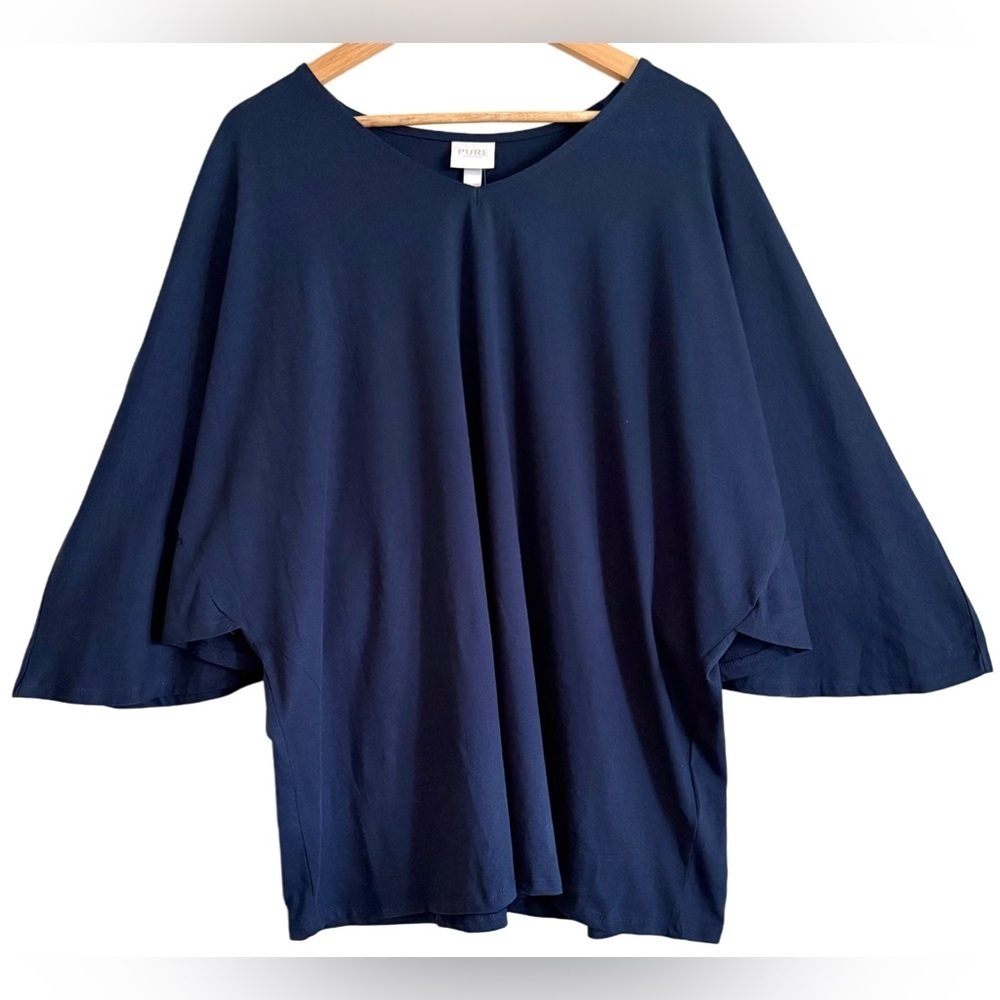 PURE BY ULLA POPKEN Organic Cotton Lightweight Boxy Batwing Sleeve Top 20/22 NWT - Picture 3 of 12